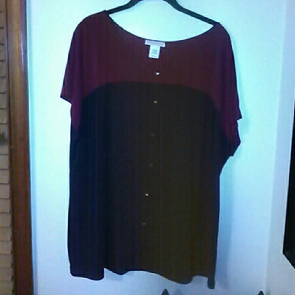 SS colorblock pullover blouse